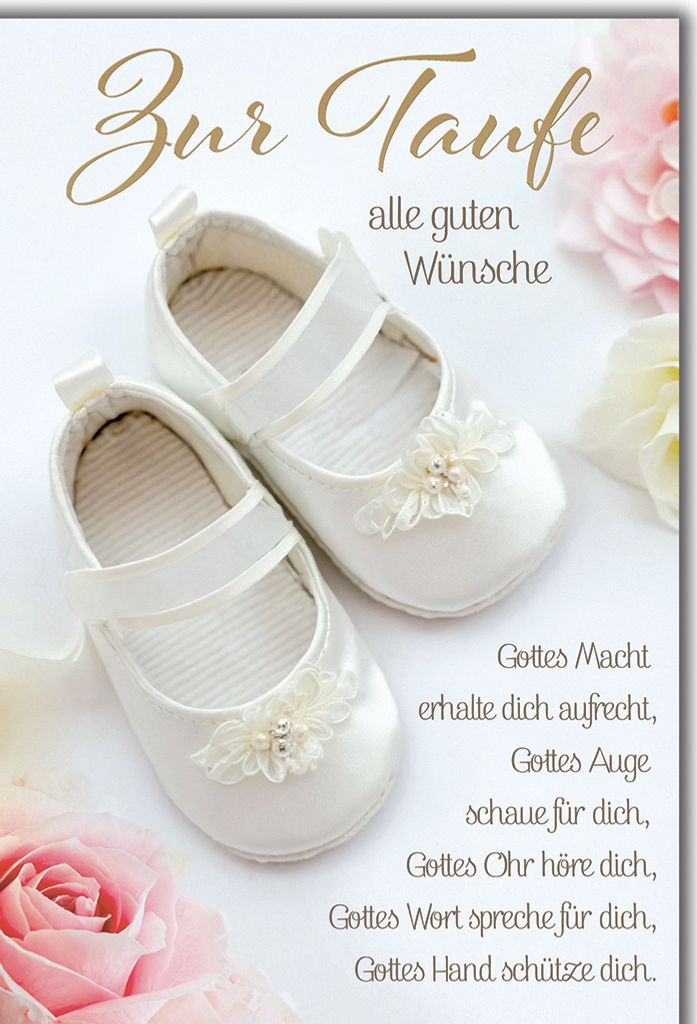 Taufe Babyschühchen Glückwünsche Spruch Glückwunschkarte mit Umschlag