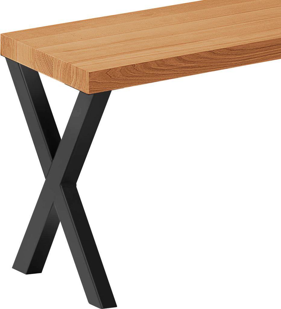 LAMO Manufaktur Sitzbank Esszimmer Holzbank 30x140x47cm, Möbelfüße Design Schwarz / Rustikal