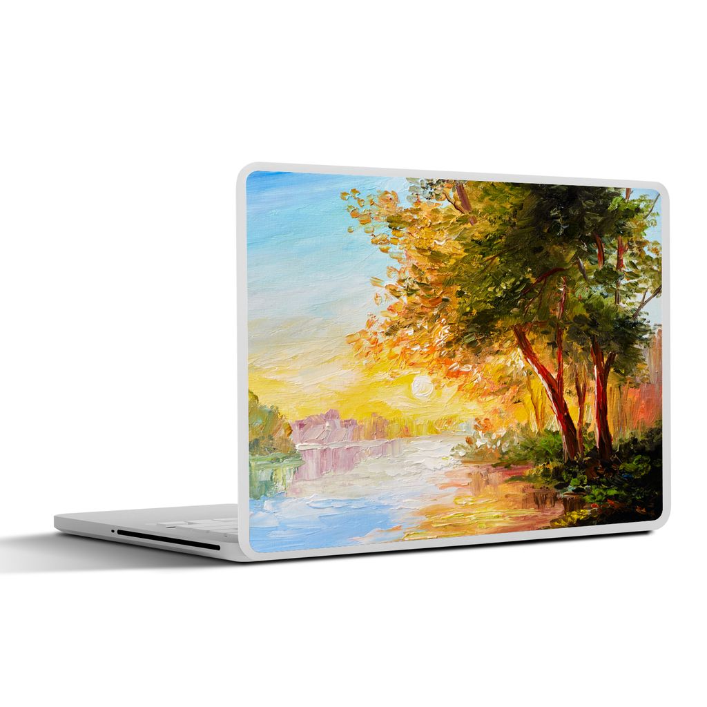 MuchoWow Laptop Aufkleber Sticker Cover Natur - Malerei - Baum - Wasser 25x18 cm - Laptop-Deko