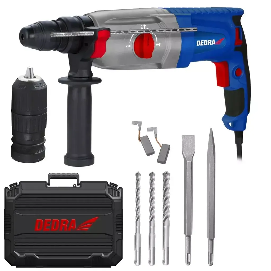 Trapano SDS Plus Dedra 1050W QC - Martello 3 Funzioni con Valigetta