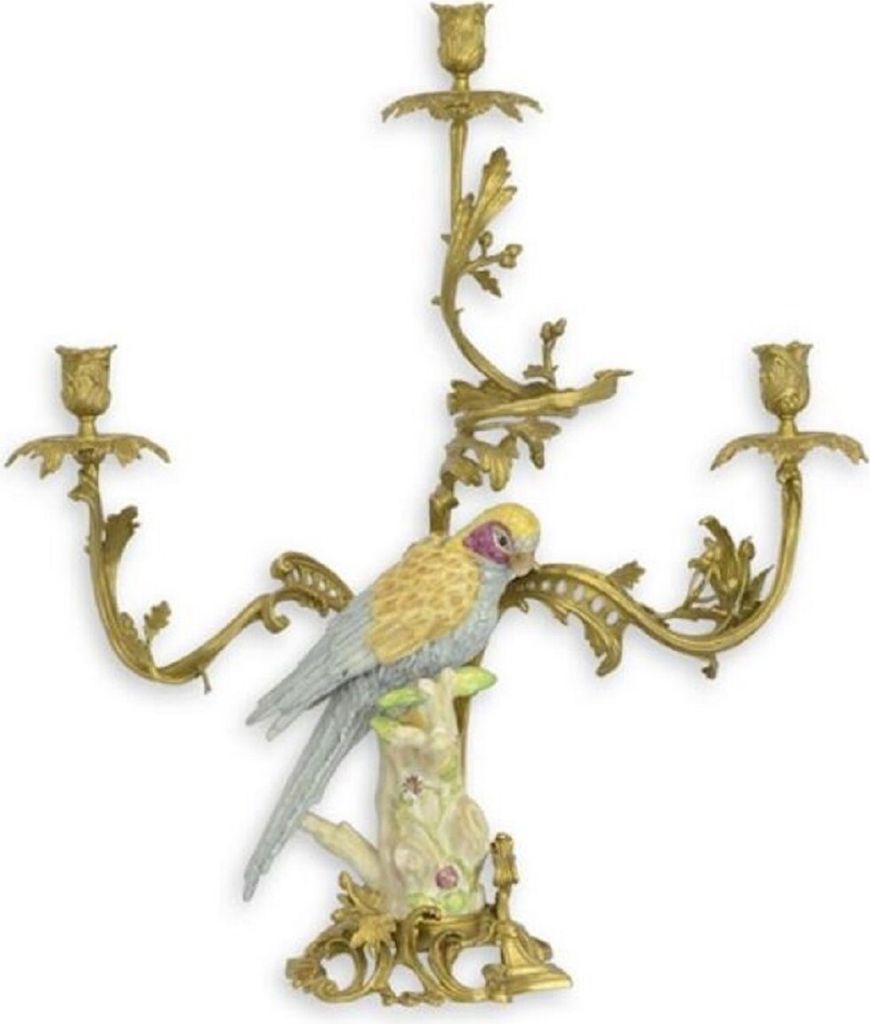 Casa Padrino Barock Kerzenständer Messing / Porzellan Produktbild 