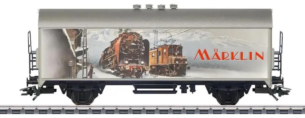 Wagon Märklin 45906 H0 décor catalogue 1934 avec attelages courts