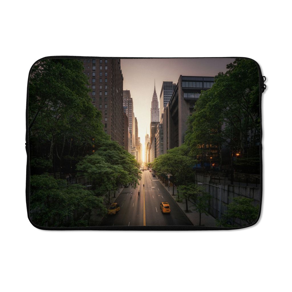 MuchoWow Laptop Hülle 14 ZollNew Yorker Straße am Morgen Laptoptasche - Laptoptasche - Stoßsicher - Schutzhaube