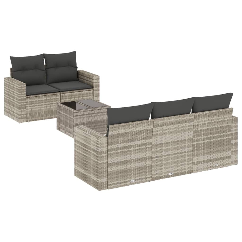 "SALE 2026"Gartenmöbel - Outdoor-Lounge - 6-tlg. Garten-Sofagarnitur/Gartensofa-Set - Outdoor-Lounge-Set - mit Kissen Hellgrau Poly Rattan - Garte...