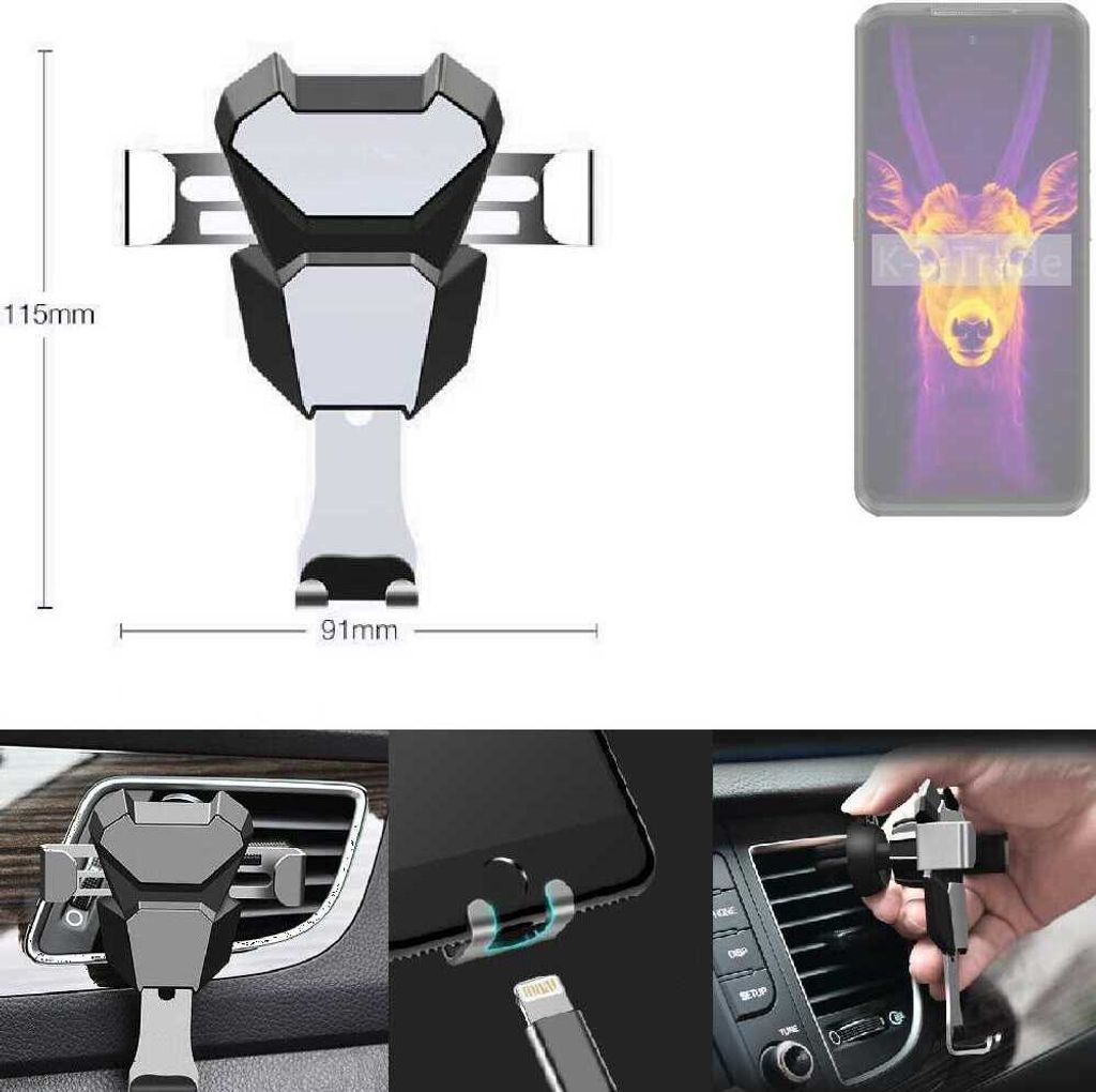 K-S-Trade Lüftungshalterung kompatibel mit Ulefone Armor 25T kompakte Handy-Halterung Lüftungsschlitz Lüftungsgitter Autohalterung KFZ