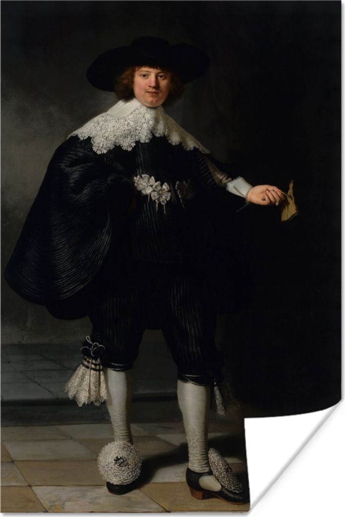 MuchoWow Poster Das Hochzeitsbildnis von Marten Soolmans - Rembrandt van Rijn 60x90 cm - Wanddekoration