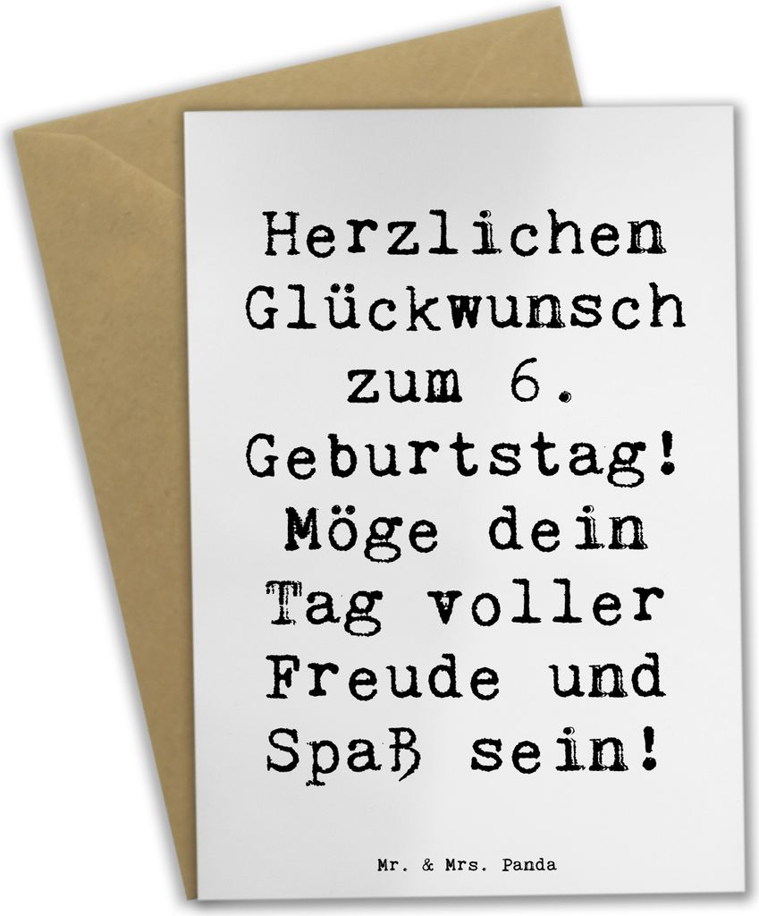 Mr. & Mrs. Panda Grußkarte Spruch 6. Geburtstag Freude - Weiß - Geschenk, Geburtstagsdeko, Geburtstagstorte, Geburtstagskarten, hochzeitskarten, ...