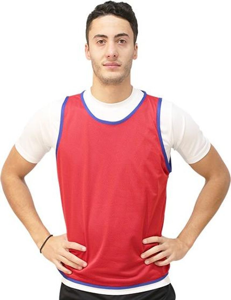 Trainingsweste wendbar, Unisex, Blau/Rot