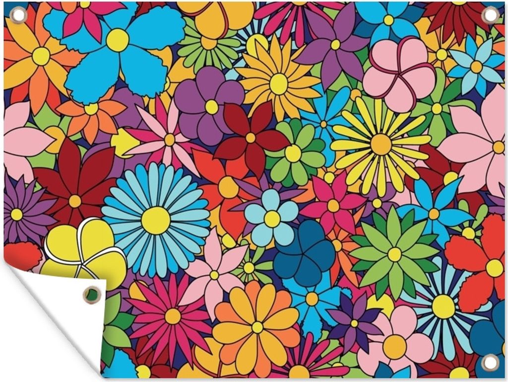 MuchoWow 80x60 cm Outdoor-Poster Gartendeko Sichtschutz Garten Poster für den Garten Flower-Power-Blumenmeer