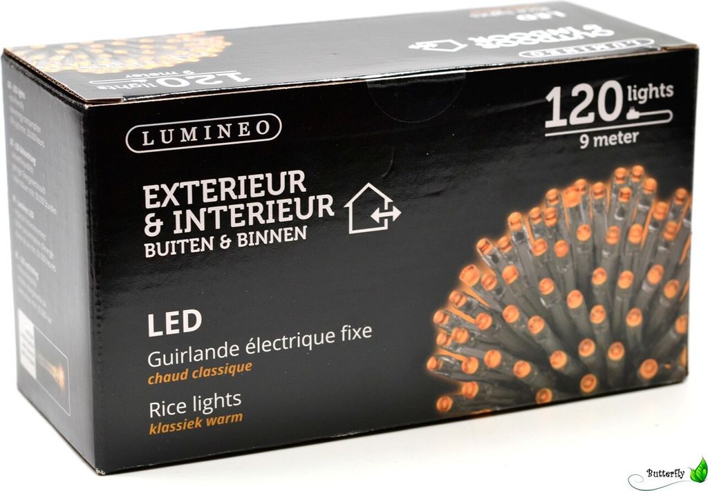 LED Lichterkette Klassisch Weiß, Kabelfarbe:schwarz, LEDs:120 LEDs 9m