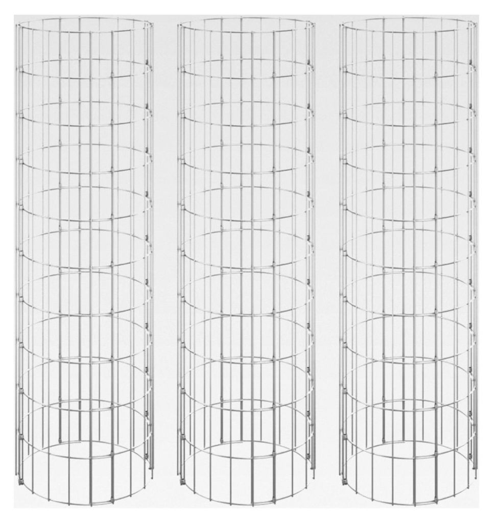 3er Set Gabionen Hochbeet Steinkorb Pflanzkorb Pflanzkasten Pflanzkübel Pflanzbeet Rund Verzinkter Stahl Ø30x100 cm
