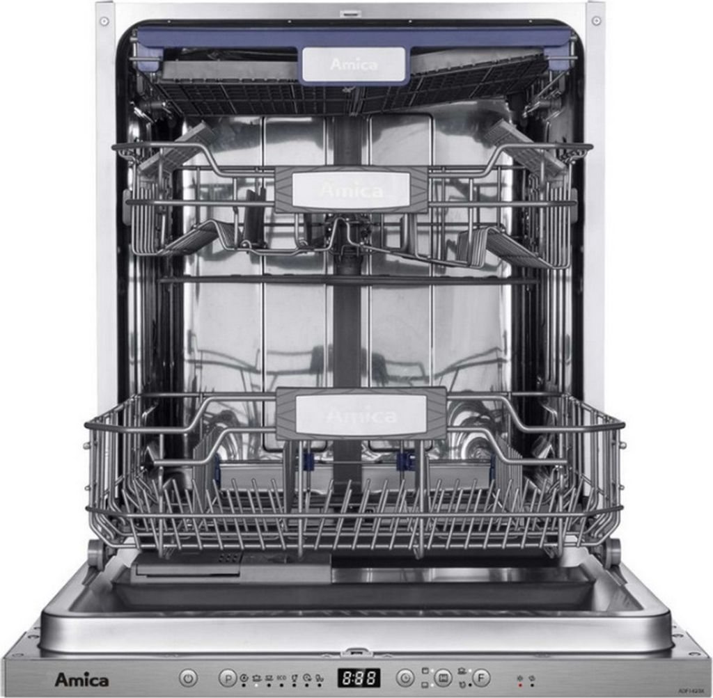 Amica ADF1423X/1, Voll integriert, Standardgröße (60 cm), Edelstahl, Tasten, LCD, 14 Maßgedecke