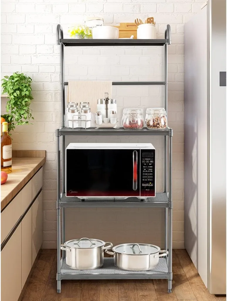 Organisateur de cuisine gain de place avec support micro-ondes 4 tablettes