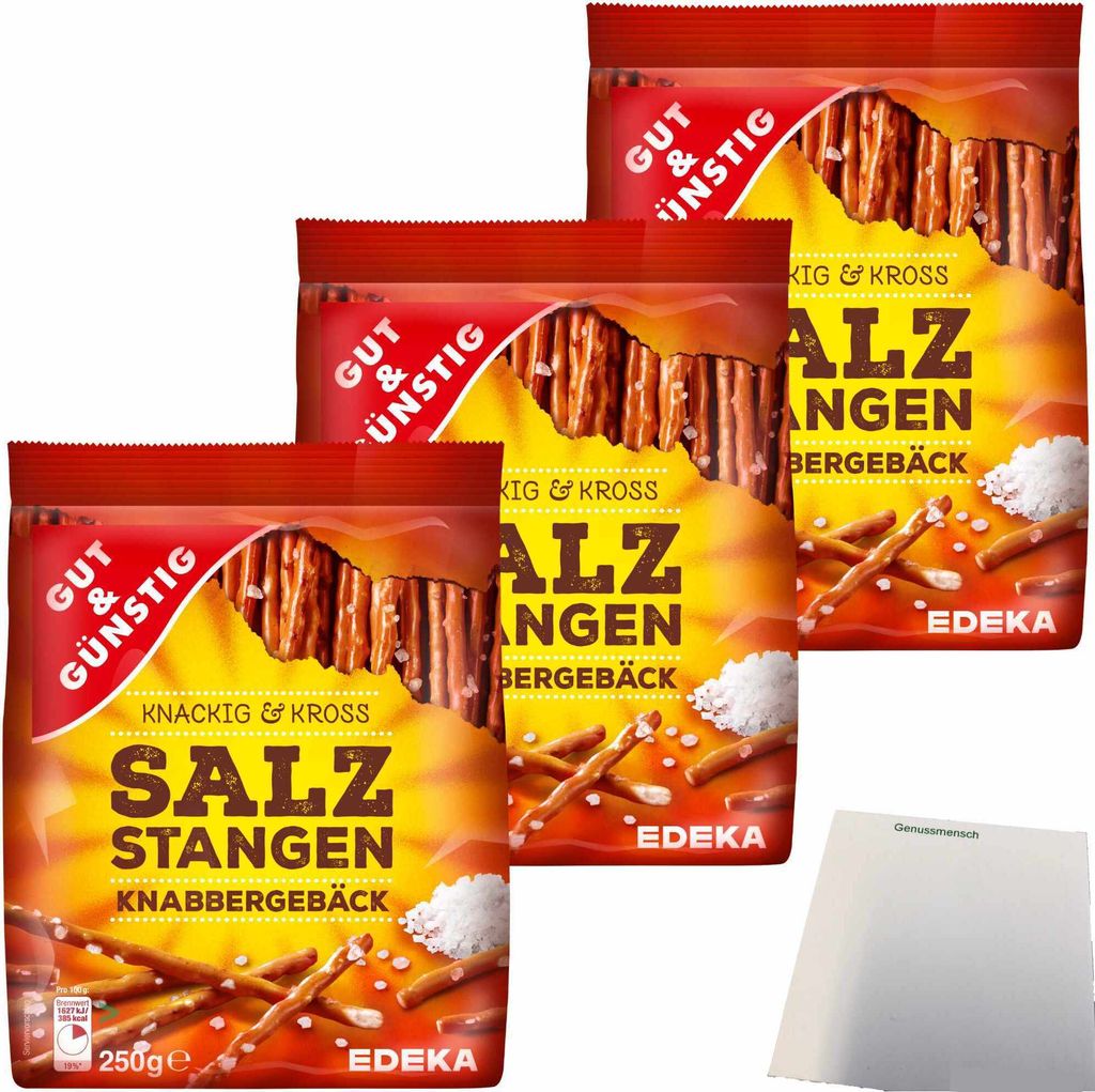 Gut & Günstig Salzstangen Knabbergebäck Knackig & Cross mit Produktbild 
