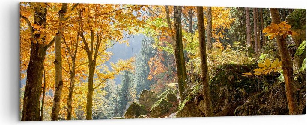 Bild auf Leinwand - Leinwandbild - Herbst berg wald natur - 140x50cm - Wand Bild - Wanddeko - Leinwanddruck - Bilder - Kunstdruck - Wanddekoration ...