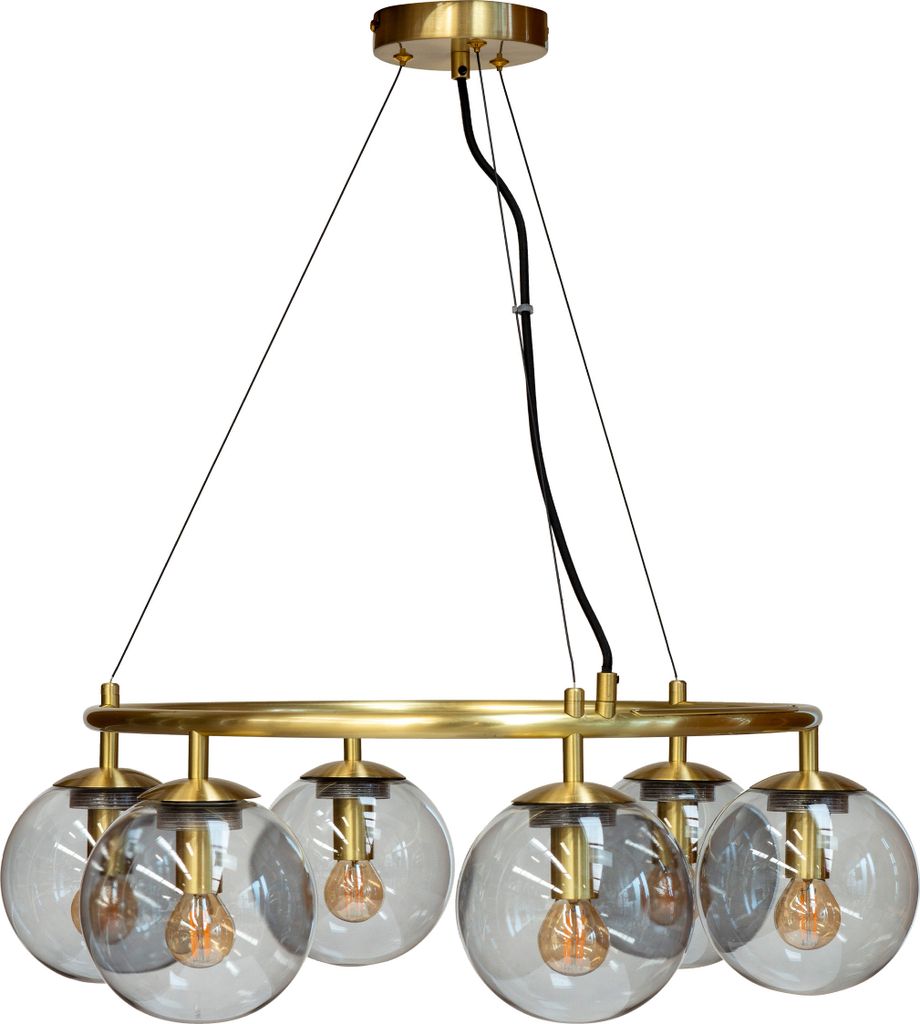 Pendelleuchte LED, Hängelampe, Deckenlampe Pendel, Pendellampe Esstisch, Pendelleuchte für Wohnzimmer, Skandinavische Design, Como Glas/Messing