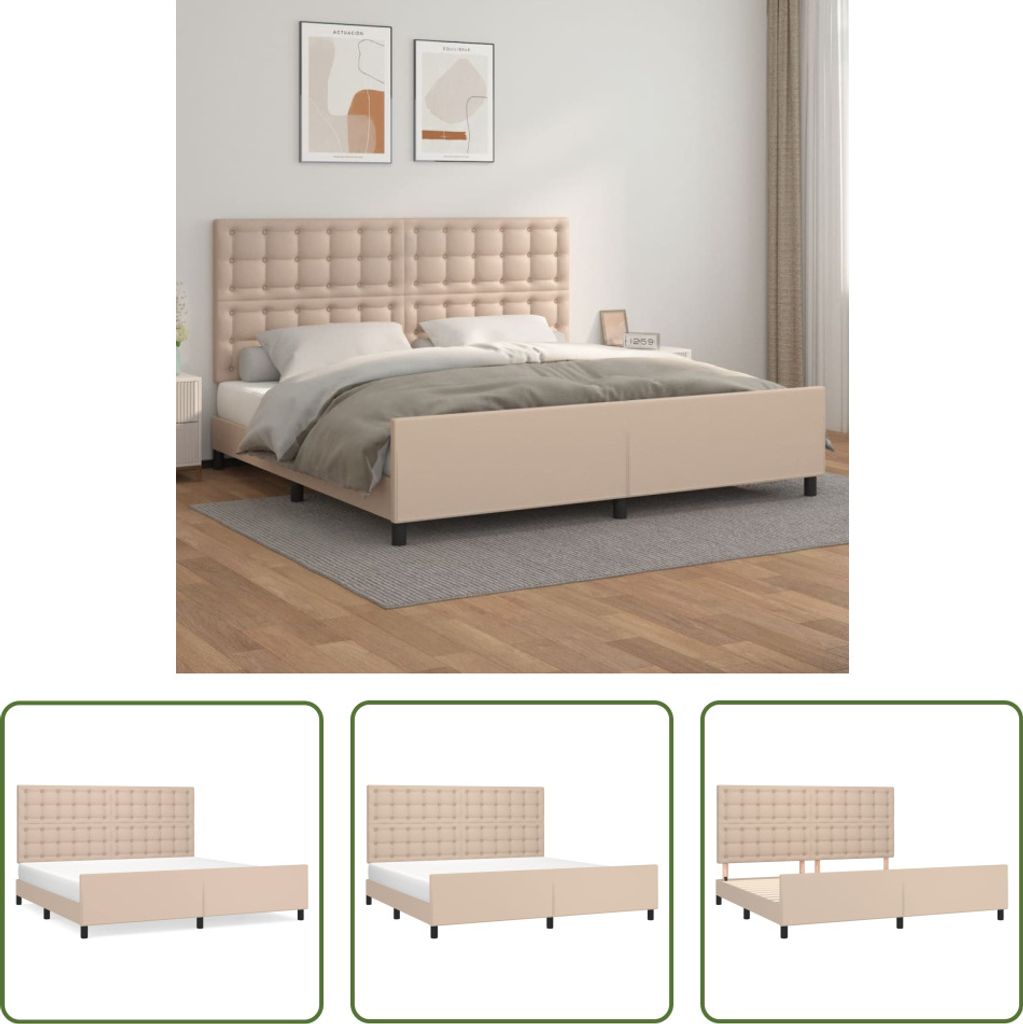 The Living Store Bettgestell mit Kopfteil Cappuccino-Braun 200x200 cm Kunstleder