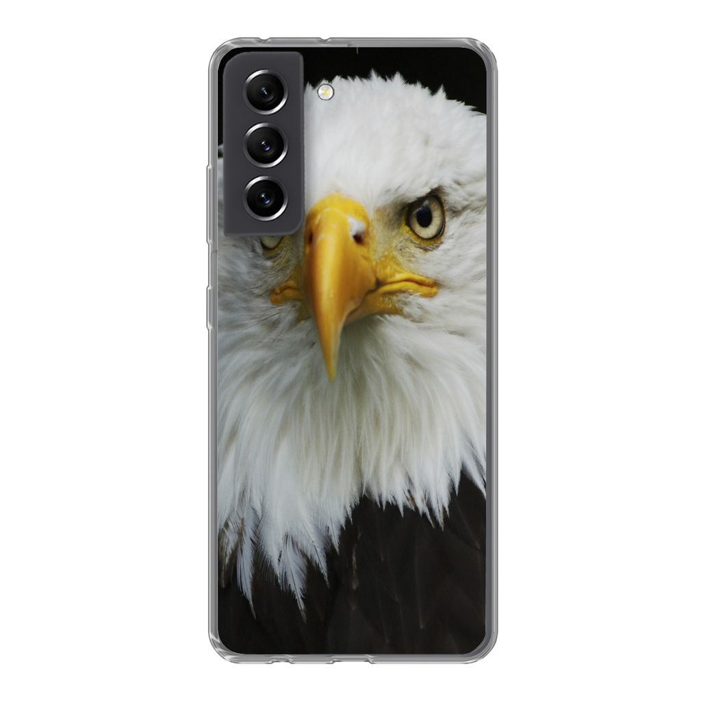 MuchoWow Handyhülle Schutzhülle Hülle für Samsung Galaxy S21 FE Adler - Schwarz - Weiß Silikon Softcase Handy Hülle - Mobiltelefonhülle