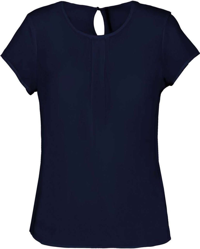 Kariban Damen Bluse Kurzarm Crepe Optik lässig casual Shirt Produktbild 