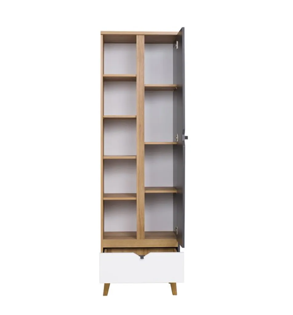 Bibliothèque LARNACA 160cm - Design Moderne Chêne doré / Blanc / Graphite