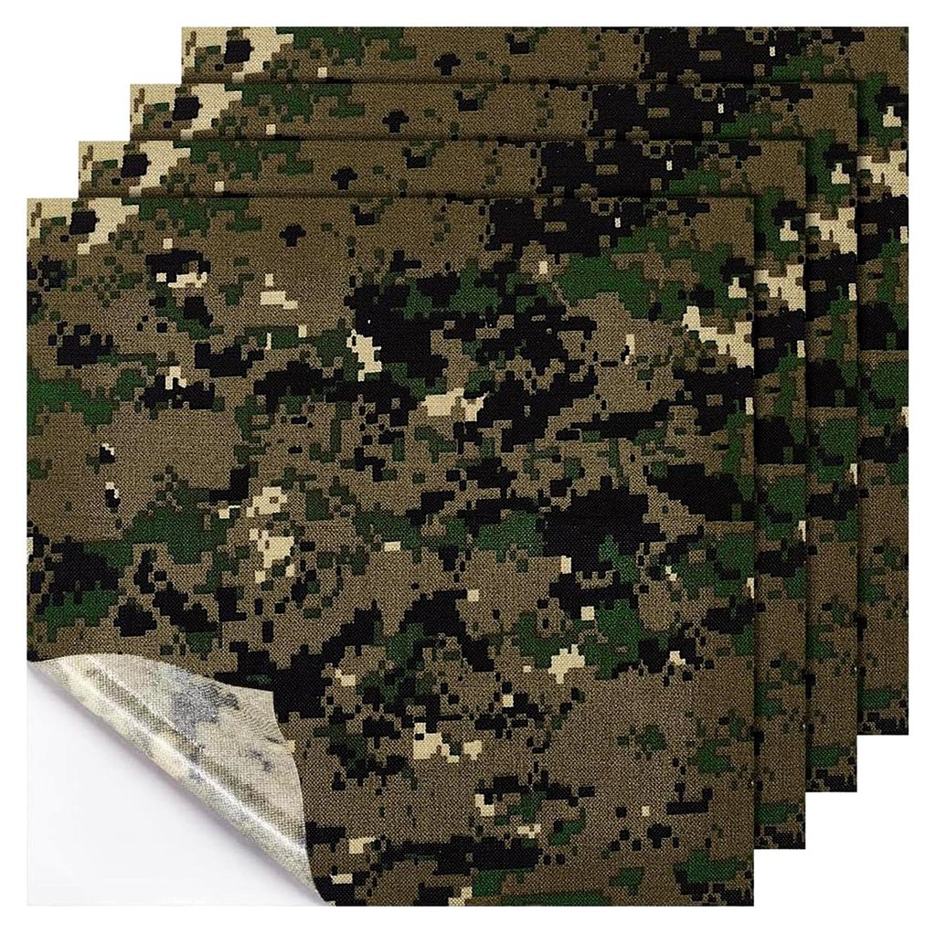 4 Stück Selbstklebender Camouflage-Stoff, 600 Denier, 12x12" wasserdicht für Kydex Kopfhörer Dunkel Goldrute