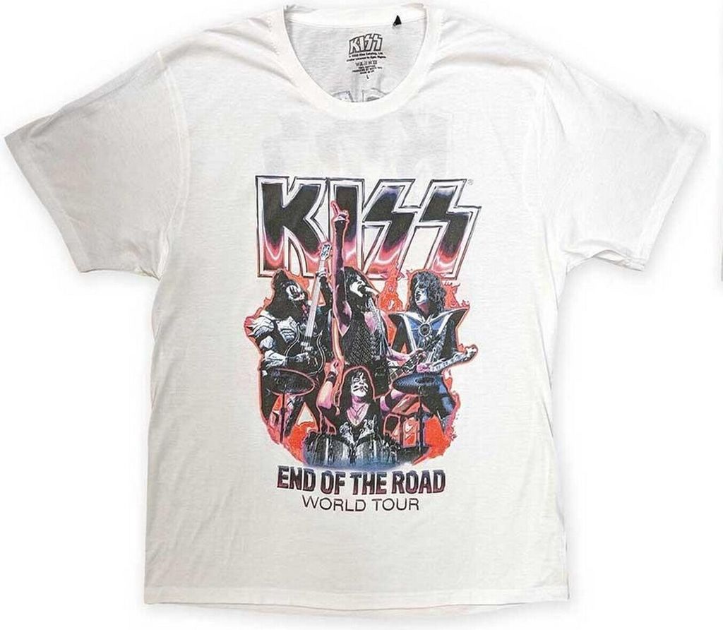 Kiss - "End Of The Road Band Playing" T-Shirt für Herren/Damen Uni RO9377 (L) (Weiß)