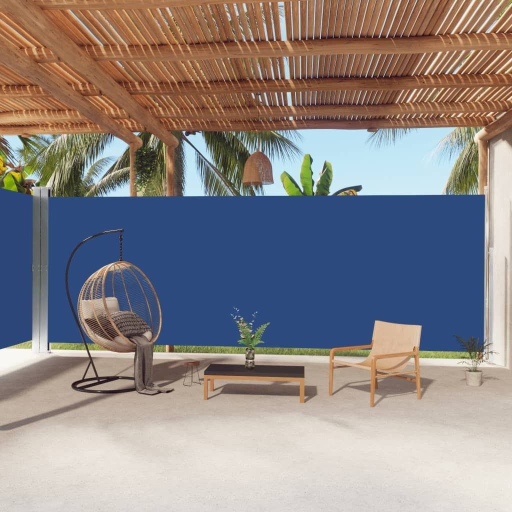 The Living Store Seitenmarkise Ausziehbar Blau 220x1000 cm