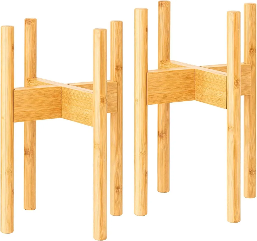 Support Plantes pour Intérieur et Extérieur - Lot de 2 Pieds en Bambou