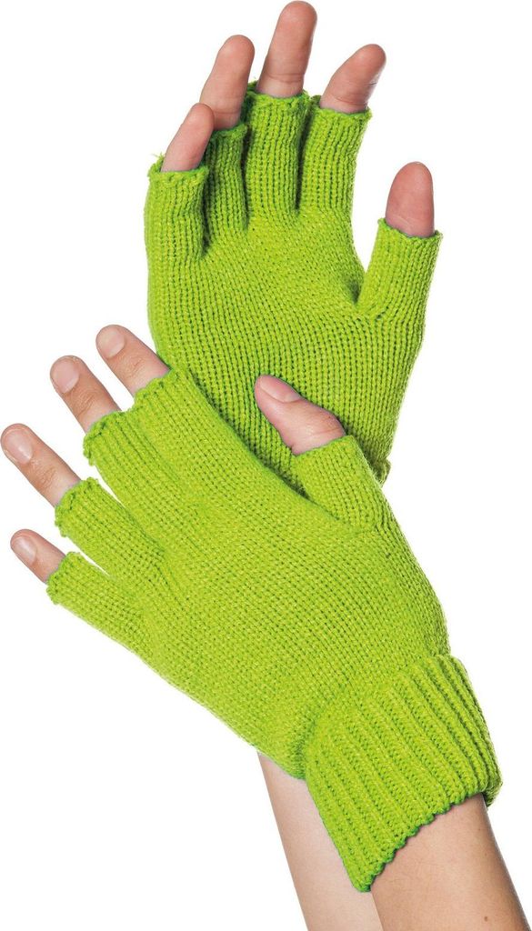 Fingerlose Strickhandschuhe neongrün