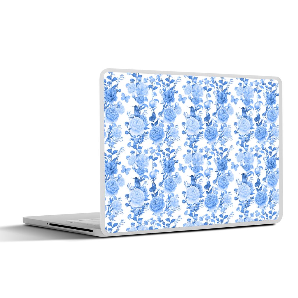 MuchoWow Laptop Aufkleber Sticker Cover Blumen - Rosen - Blau 30x22 cm - Laptop-Sticker