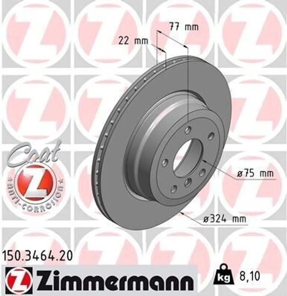 Disque de frein haute performance Zimmermann 150.3464.20 anticorrosion