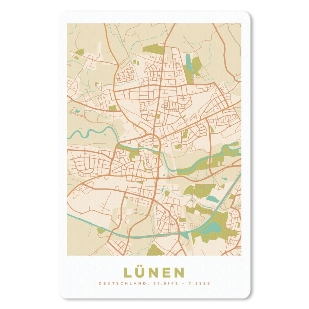 MuchoWow Mauspad Mousepad Stadtplan - Lünen - Karte - Vintage 18x27 cm - Mousepads - Maus Mat - Pad - Mausunterlage