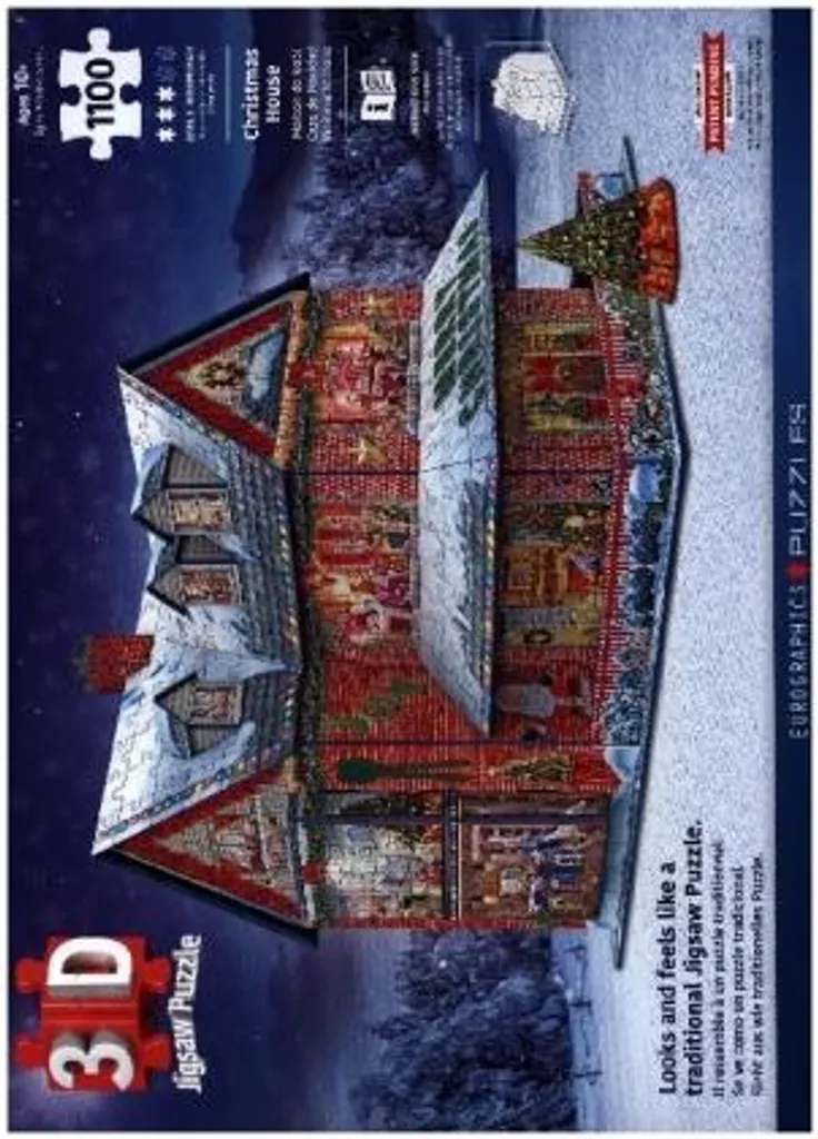 Puzzle 3D Maison de Noël sans Colle - Kit Déco Hiver Facile à Assembler