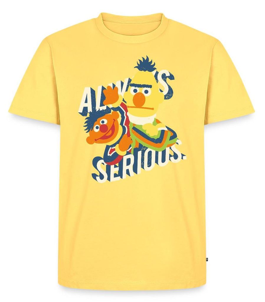 Spreadshirt Sesamstraße Always Serious Männer Premium T-Shirt, M, Pastellgelb