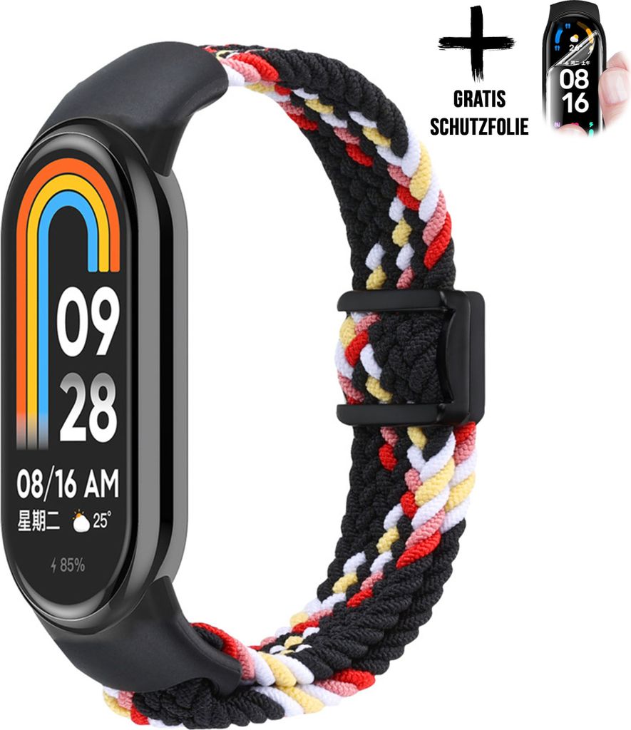 Armband Für Xiaomi Smart Band 8 9 * Bunt-Schwarz * Nylon Magnet Uhrenarmband Armband Zubehör Ersatz Moe-Pley