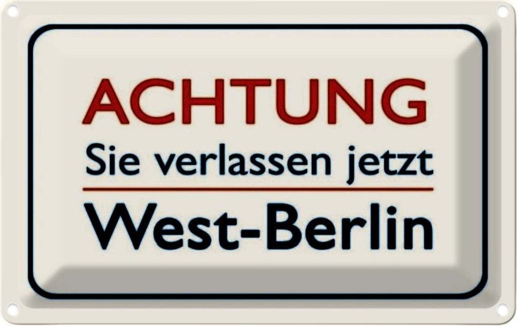 vianmo Blechschild 12x18 cm Achtung Sie verlassen Berlin Warnschild Hinweisschild Sicherheit Vorsicht