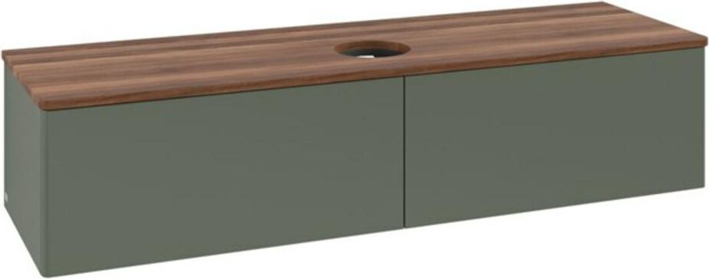 V&B Waschtischunterschrank ohne Frontstruktur -Beleuchtung Antao 160x50cm, WBP w. wal, lea gre. m Lac