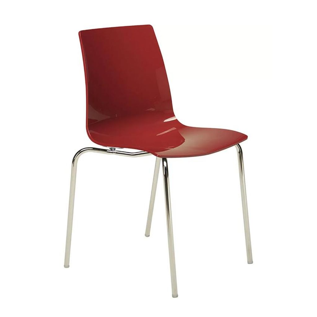 Moderne Design Stühle Lollipop Grand Soleil mit Stahlbeinen und Kunststoffsitz - Rot