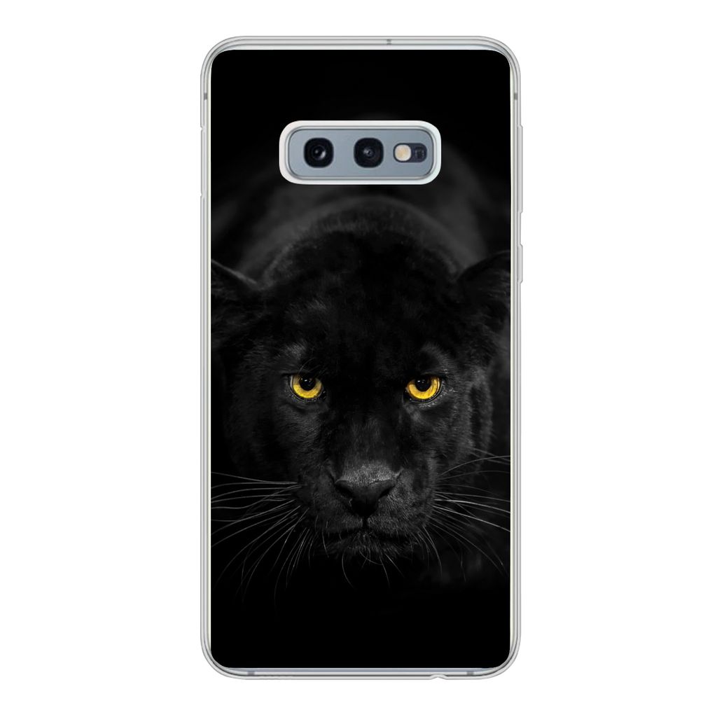 MuchoWow Handyhülle Schutzhülle Hülle für Samsung Galaxy S10e Leopard - Augen - Schwarz Silikon Softcase Handy Hülle - Handy