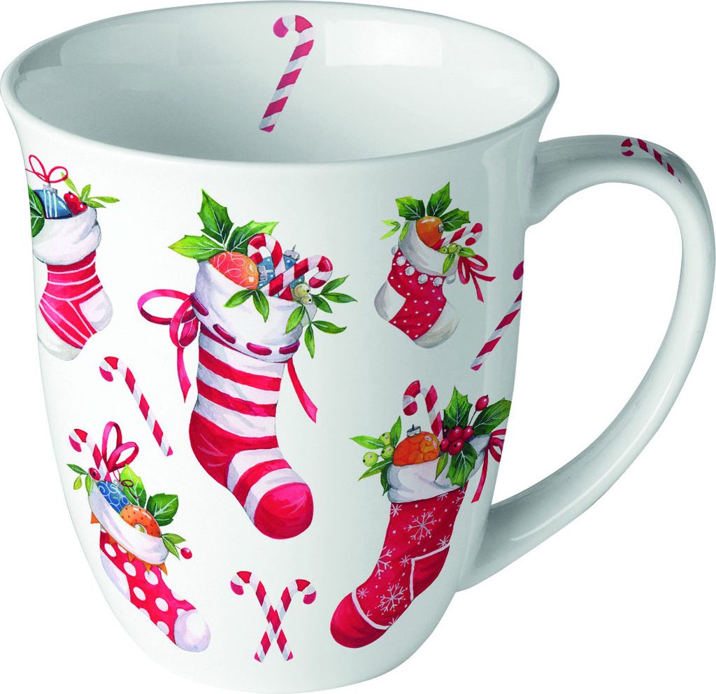 Porzellan-Becher 0,4 L - X-Mas stockings white