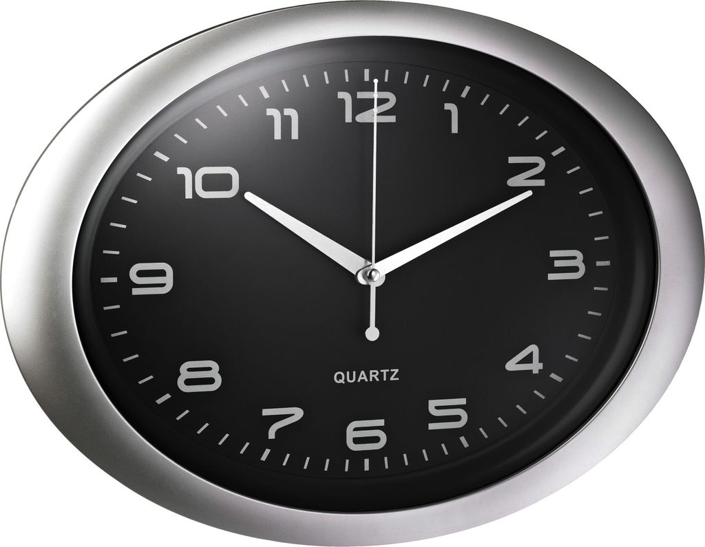 ALCO Wanduhr oval silber/schwarz 40 x 5,5 x 30 cm Nr. 186-11