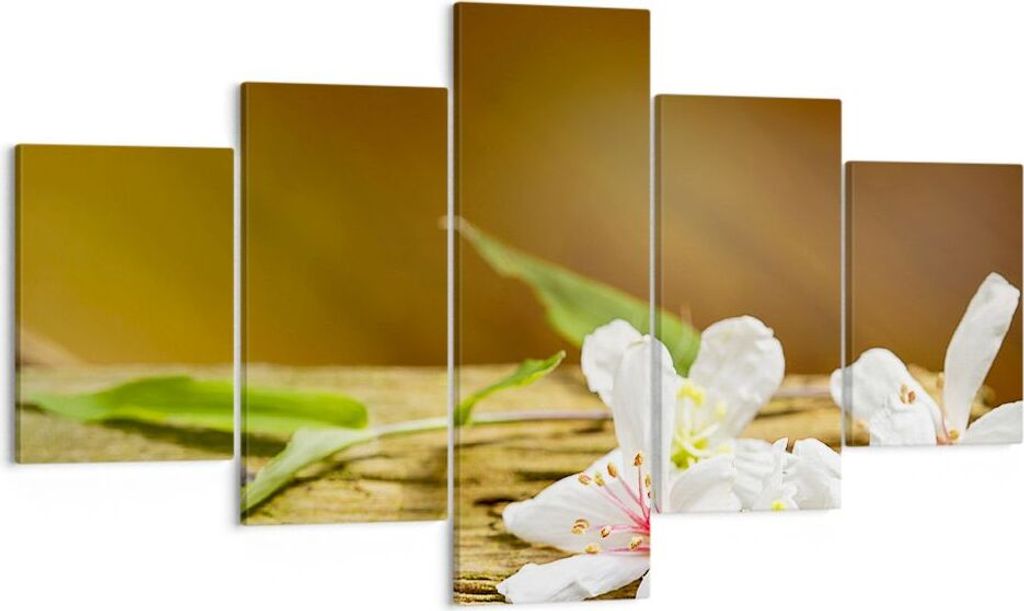 Bild auf Leinwand - Leinwandbild - Asien spa bambus blume - 125x70cm - Wand Bild - Wanddeko - Leinwanddruck - Bilder - Kunstdruck - Wanddekoration ...