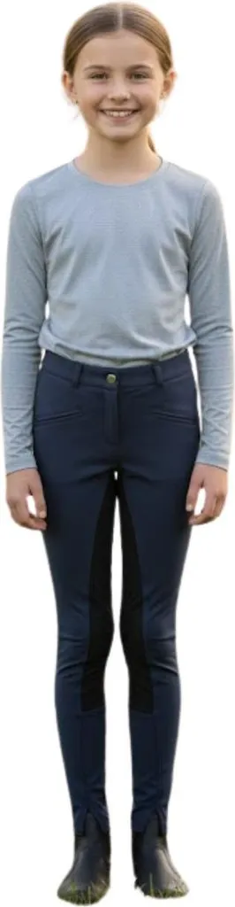 Pantalon d'équitation enfant Pfiff sans renfort bleu-noir taille 116