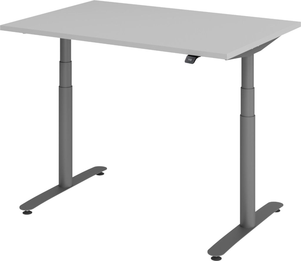 bümö Schreibtisch elektrisch Bluetooth & App XDLR - Größe: 120 x 80 cm, Gestell: Graphit, Nachbildung: Grau