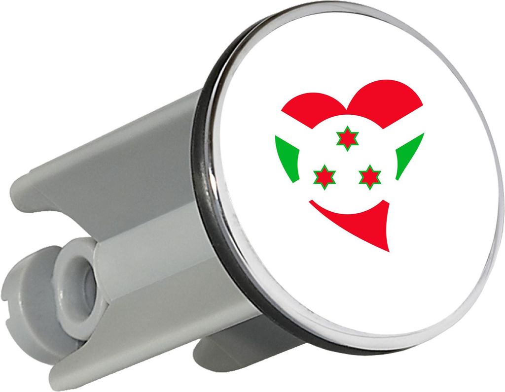 Huuraa Waschbeckenstöpsel Burundi Flagge Herz 4cm höhenverstellbar Abflussstopfen Geschenkidee