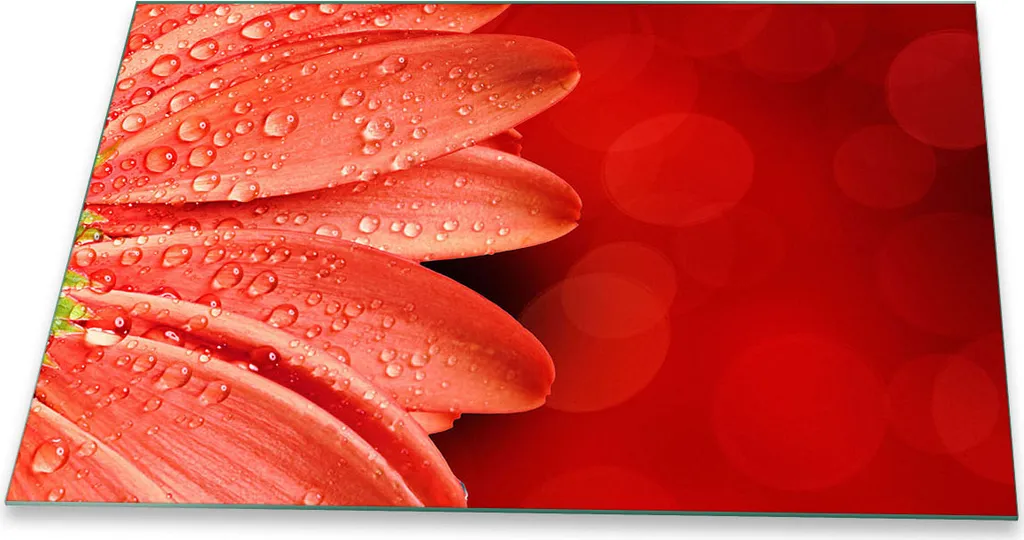 Copri Piano Cottura in Vetro 80x52 cm Decorazione Fiori Rossi Luxury