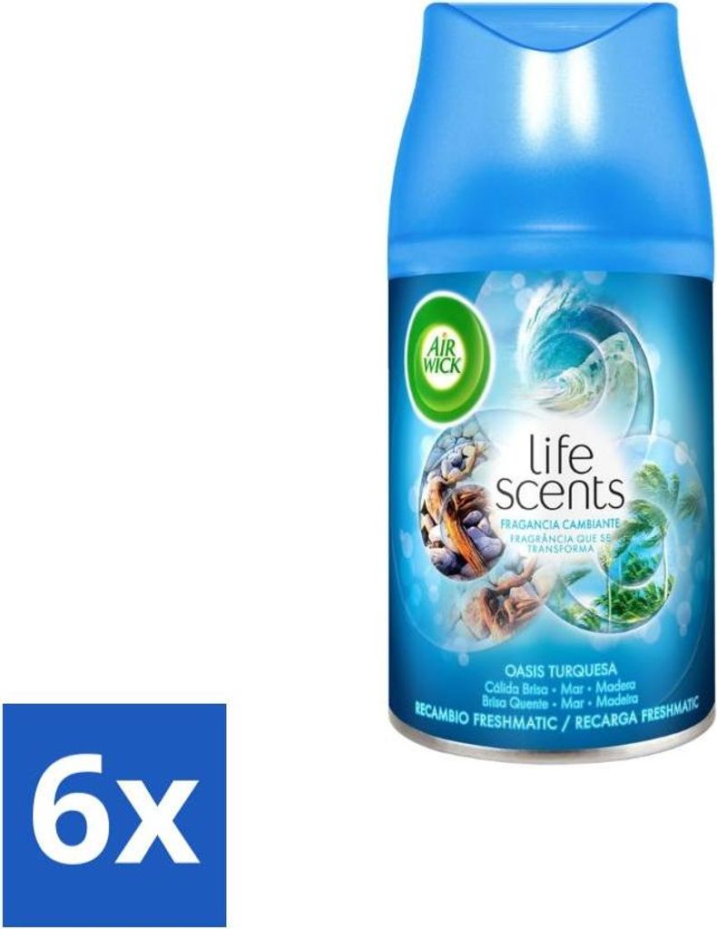 Air Wick - Lufterfrischer Nachfüller - Türkis-Oase - Automatisches Spray - 250 ml - Vorteilspack - 6 Stücke