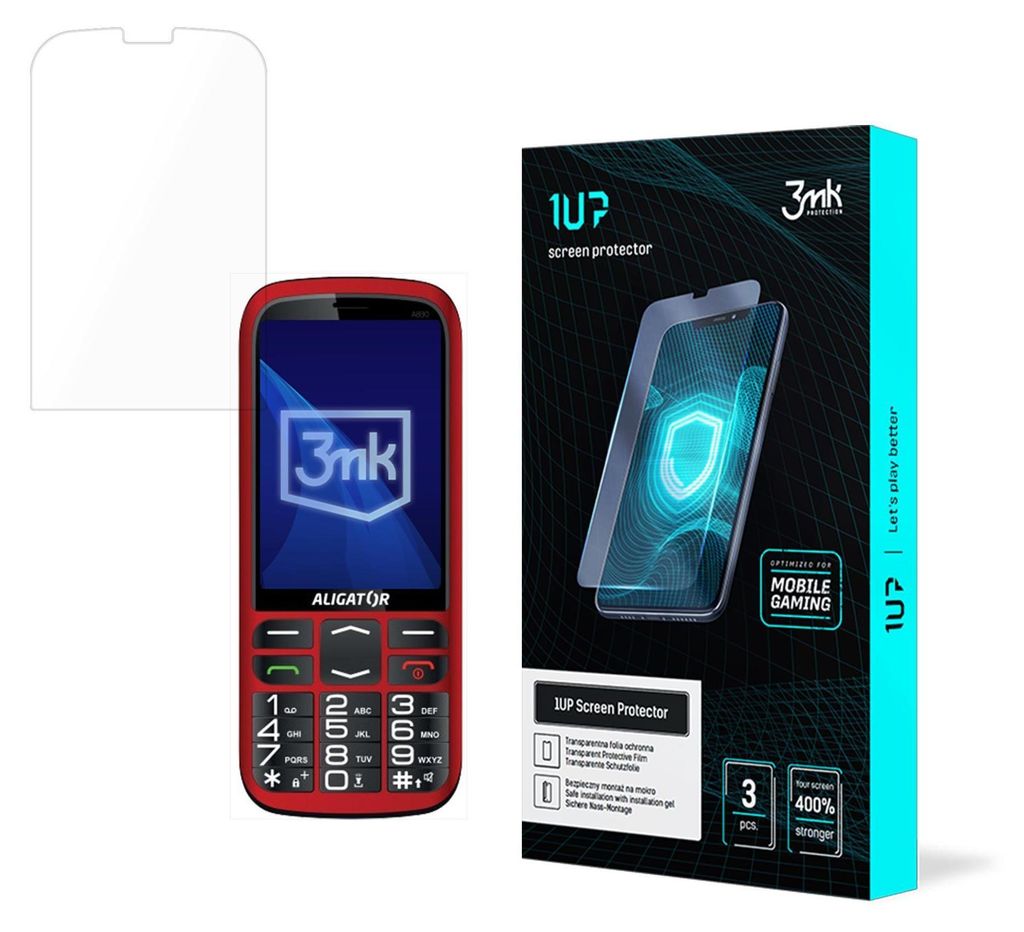 3mk Display Schutzfolie 1UP für Aligator A830 Senior transparent Gaming (3 Stück)