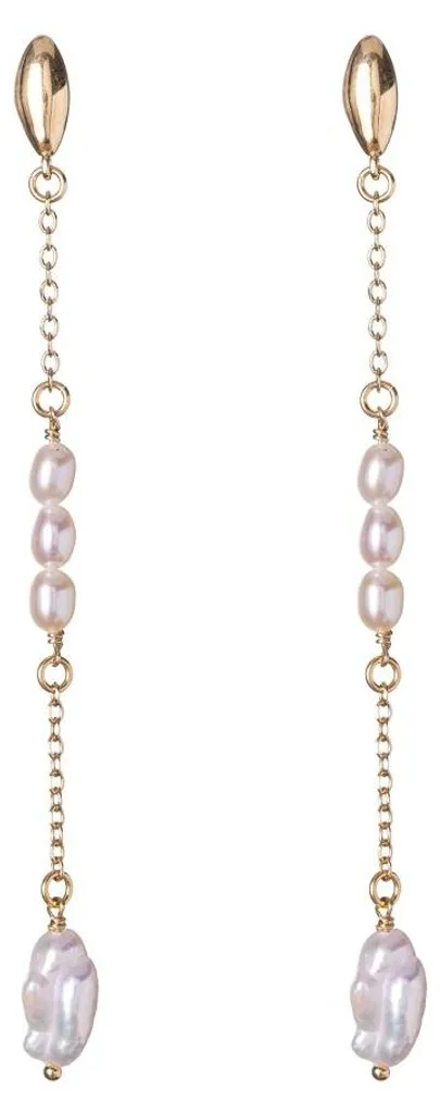 Boucles d'oreilles longues perles d'eau pour mariage et cérémonie