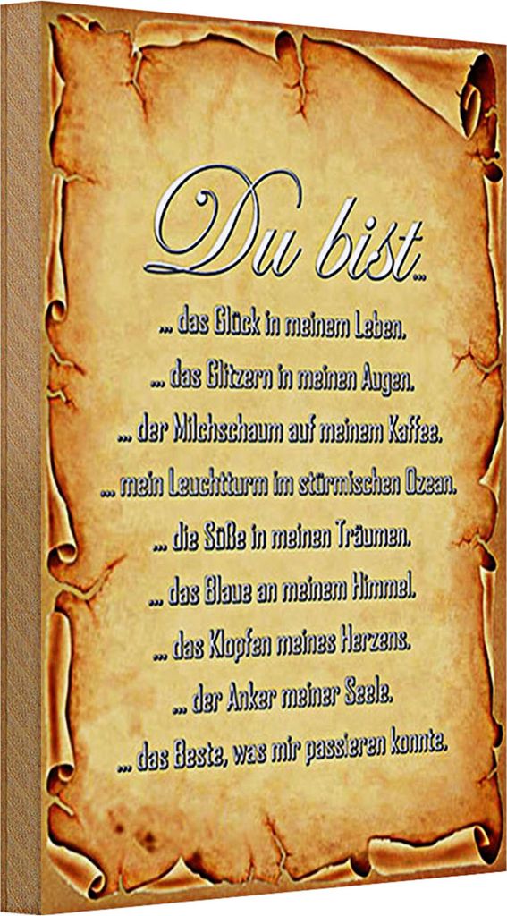 Holzschild Spruch 20x30cm Du bist Glück in meinem Leben